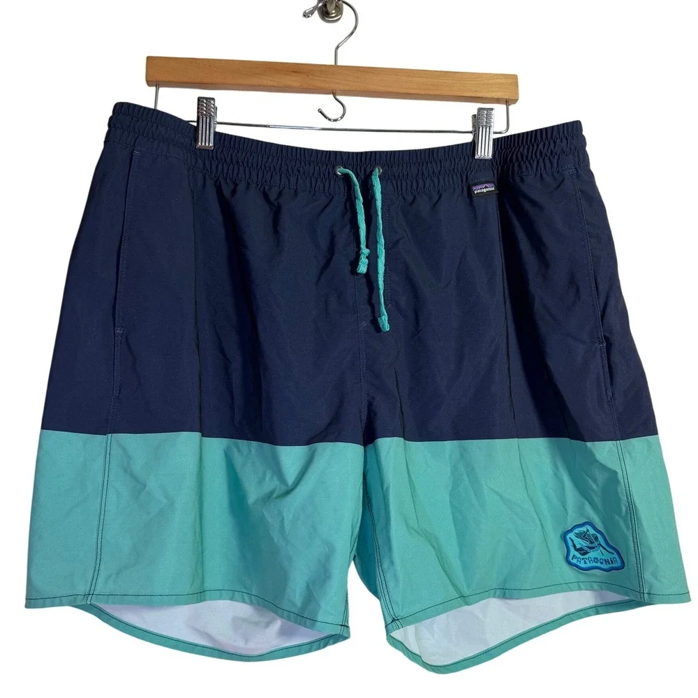 Patagonia Hydro Series Boardshorts Men's XL Blue Teal Swim Trunks Pockets‎